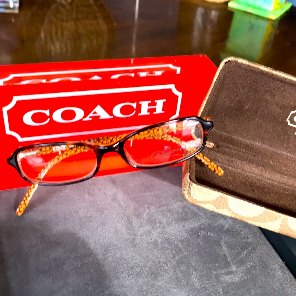 Coach Gianna Glasses 579 Tortoise front w. Carmel inside! Bling temple Authentic